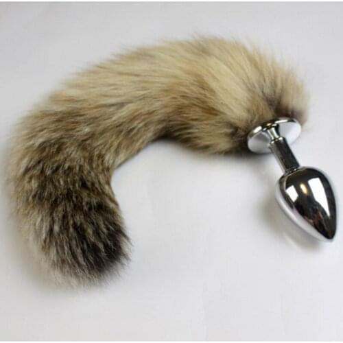 Adult Games Fox Tail Anal Plug In Stainless Steel Anal Pleasure Bead Butt Plug Stimulator Sex Products Flirt Toys For Women