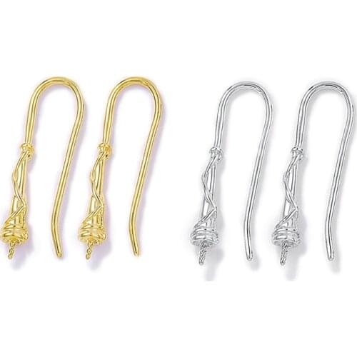Factory wholesale Gold and White Color Brass Ear Hook Earring Jewelry Making Supplies Diy Accessories