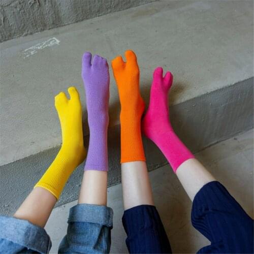Women Spring and Summer Split Toe Socks Cotton Japanese Socks Middle Tube Two-toed Socks Couple Two-finger Socks 2021 New