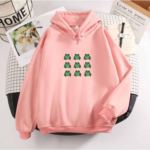 Women Sweatshirt Pullover Top Frog Hoodie Aesthetic Hip Hop Hoodie Pullover Tops for Women Kawaii Long Sleeve Unisex Tops