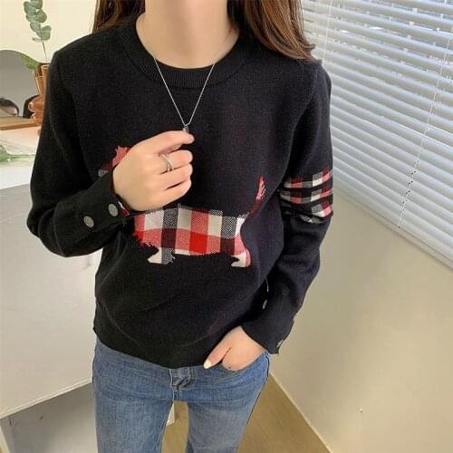 2021 High Quality Runway Designer dog Print Knitted Sweaters Pullovers Women Autumn Winter Long Sleeve Harajuku Sweet Jumper