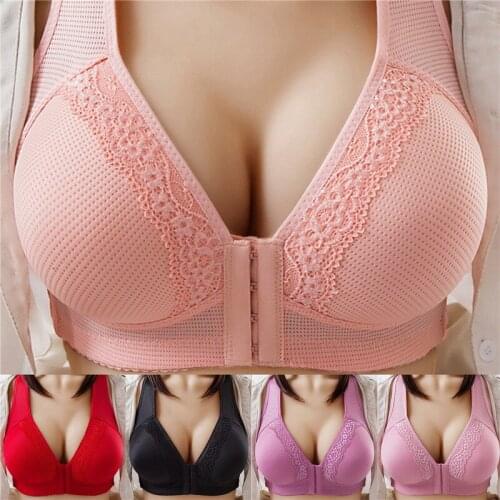 WomenS No Steel Ring Front Buckle Beautiful Back Thin Sexy Underwear Front Closure Bra Plus Size Wireless Bra Cup
