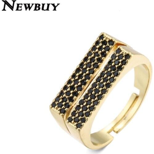 Punk Style Hip Hop Jewelry Female 2021 New Fashion Gold Color Open Ring Full Cubic Zircon Wedding RingS Gift