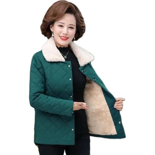 2021 Mother Winter Cotton Coat Fashion Single Breasted Loose 5XL Plus Size Grandma Outwear Parker Women Casual Warm Jacket W2388