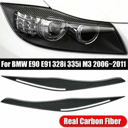 1 Pair For BMW E90/E91 328i 335i 2006-2011 Carbon Fiber Headlight Eyelid Eyebrow Cover Car Headlight Eyebrow Eyelids
