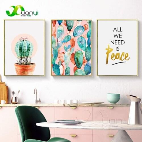 1 Pcs Watercolor Nodic Style Decoraction Nodic Plant Cactus Canvas Oil Painting Modular Wall Pictures For Living Room Unframed