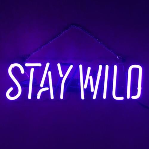 14“x4" Stay Wild Purple Acrylic Custom Neon Light Lamp Sign Beer Bar Handmade Decorate Home Display Wall Room Windows Bedroom