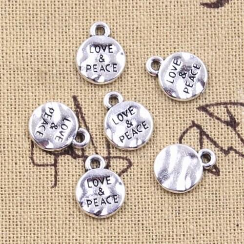 15pcs Charms plates love peace 13x10mm Antique Silver Color Pendants Making DIY Handmade Tibetan Finding Jewelry