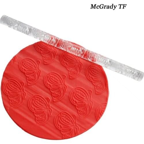 16x10mm Acrylic Rolling Pin In Wave Style Embossing Fondant Roller Pin DIY Cake Decoration Tool Pastry Tools Fondant Tools