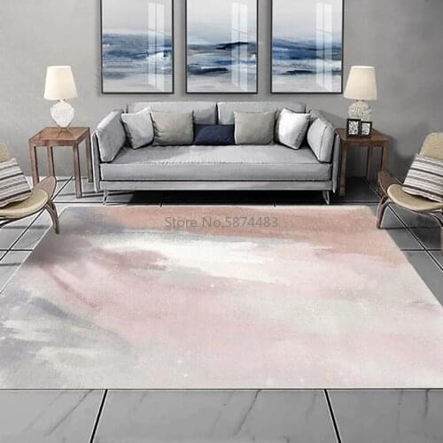 200*300cm Modern Minimalist Pink White Gray Art Abstract Watercolor Painting Living Room Bedroom Kitchen Bedside Mat