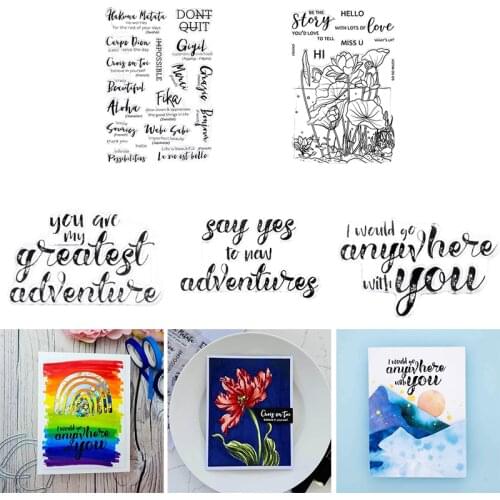 4*6 inch Clear Silicone Stamps Lotus Thank You French Japanese Multilingual Letter Words for DIY Stamps Craft Paper 2021 New