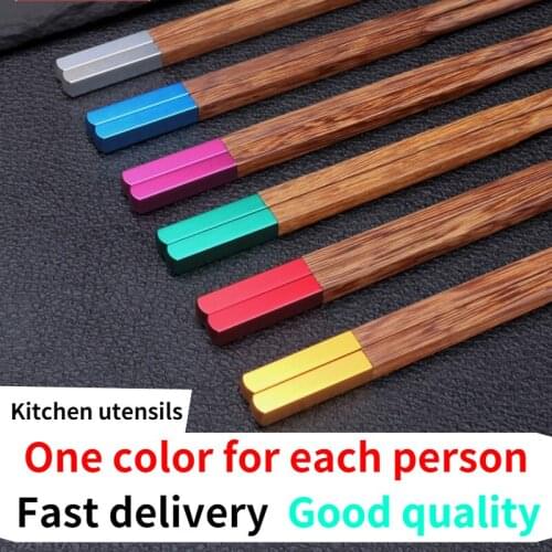 6 pairs of Japanese Asian natural mahogany unpainted and wax-free healthy sushi chopsticks set tableware durable chopsticks