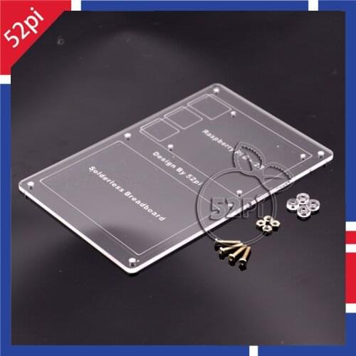 Acrylic Mounting Plate for Breadboard and Raspberry Pi 2 Model B