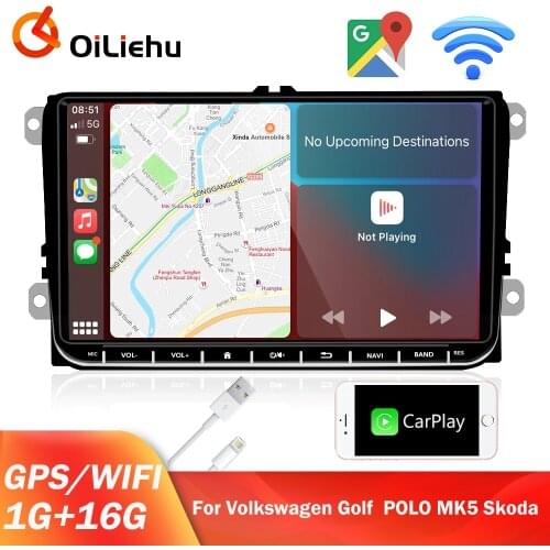 OiLiehu 2din Android Car Radio GPS Stereo Receiver With Wireless Carplay For VW Volkswagen Golf Polo Tiguan Passat b6 b7 Skoda