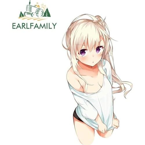 EARLFAMILY 13cm x 7cm for Mashiro Shiina Car Stickers Cartoon Simple Decals Occlusion Scratch Refrigerator Helmet Decoration