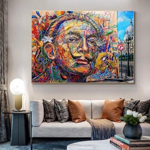Graffiti Salvador Dali Canvas Paintings Abstract Wall Art Posters And Prints Modern Pictures for Living Room Decoration