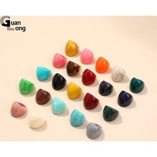 GuanLong 2021 New Resin Fashion Punk Big Rings for Women Design Acrylic Irregular Colorful Vintage Finger Ring for Girls Jewelry