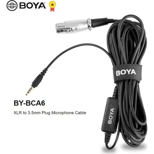 BOYA BY-BCA6 XLR to 3.5mm TRRS Microphone Cable for Iphone for Ipad Android Smartphones 6M Cable with Integrated Pre-amplifier