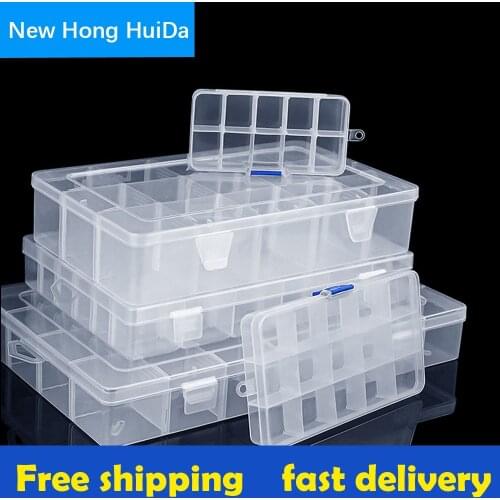 Container Plastic Box Practical Adjustable Compartment Jewelry Earring Bead Screw Holder Case Display case strage box