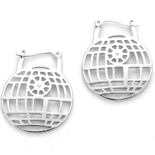Circular Geometry Millennium Stars Spacecraft Ear Clip Drop Earrings for Woman Movie Gift