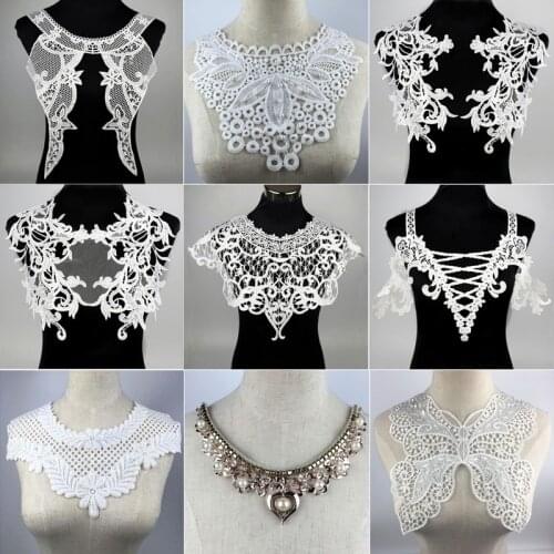 Lace Fabric Trim Neckline Collar Sew On Dress Clothing Applique Motif Blouse Accessory DIY Costume Decoration Scrapbooking