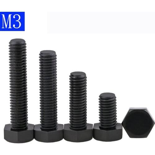 M3 x 0.5 Black Plastic Nylon External hex Black Plastic Nylon Hexagon Head Cap Set Screws bolts DIN 933