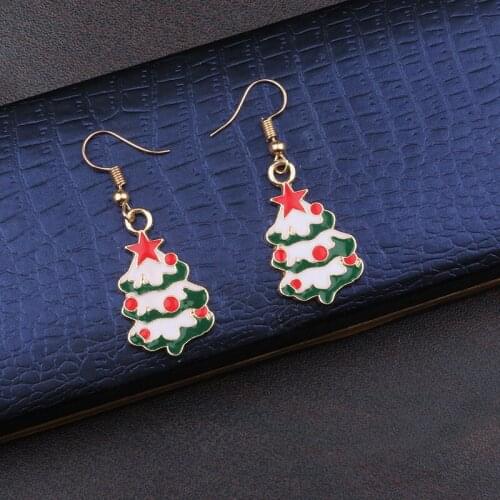 Cute Enamel Christmas Tree Gift Earrings Drop Dangle Decoration Jewelry For Women Girls Teens Ornaments Accessories