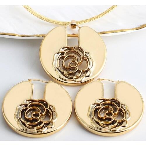 Fashion Jewelry Bohemia Jewelry Sets For Women Earrings Necklace Pendant Flower Jewelry For Engagement fashion Jewelry Findings