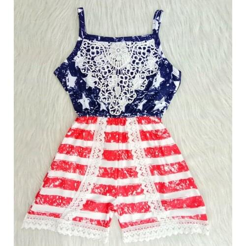 Fashion girl summer suspenders jumpsuit boutique girl stars and striped design romper children lacr romper for Independence day