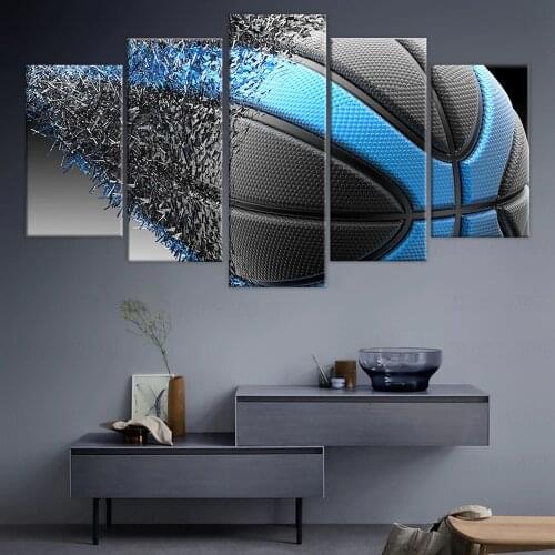 Modular Picture Modern Decoration Photo 5 Panel Basketball Wall Art Painting Canvas Poster Frame Soccer For Living Room