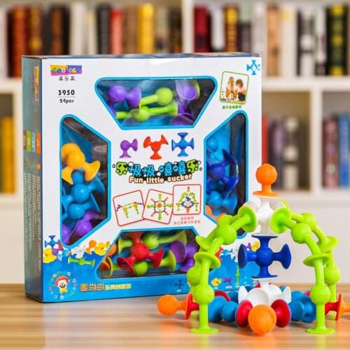 New Arrival Soft Building Blocks Kids DIY Sucker Funny Silicone Block Model Construction Toys Creative Gifts For Children Boy