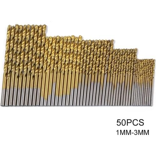 50pcs Titanium Coated Drill Bits Set Mayitr HSS Mini Extractor Drill Bit 1/1.5/2/2.5/3mm For Metal Wood Aluminum Drilling Tools