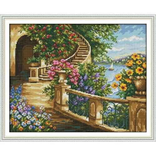 NKF Flower Gallery Counted Cross Stitch Patterns 11CT 14CT Chinese Cross Stitch Kits for Embroidery Home Decor