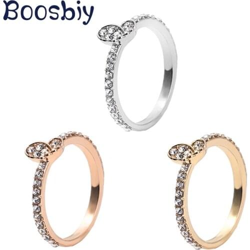 Boosbiy New Arrival Trendy Silver Plated Finger Rings Sparkling Enchanted Butterfly Rings For Women Anniversary Jewelry Gift