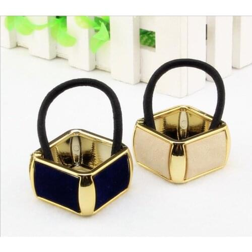 New hair accessories square suede ponytail buckle hair simple rubber band headdress