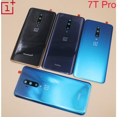Original Glass For OnePlus 7T Pro Back Battery Cover Door Rear Glass 7T Pro Battery Cover 1+7T pro Housing Case + Camera Lens