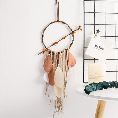 Feather Tassel Dreamcatcher Hanging Decor Wall Home Dream Catcher with LED Lights