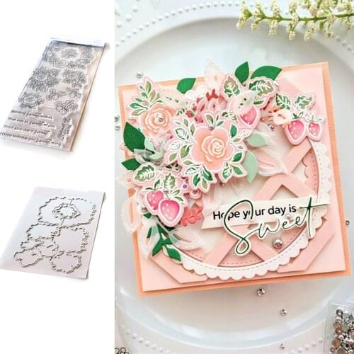 BLOSSOMS AND BERRIES Strawberry Cutting Dies &Stamps Scrapbook Diary Decoration Stencil Embossing Template DIY Greeting Handmade