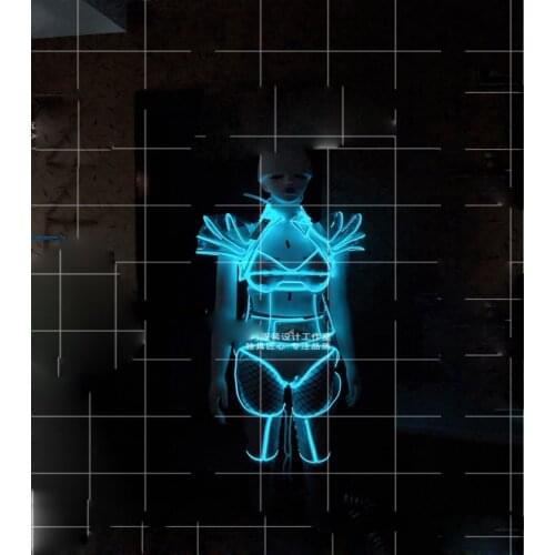 Illuminate Sexy Party technology sense costumes space warrior female Gogo party girl nightclub light up costume stage show suit