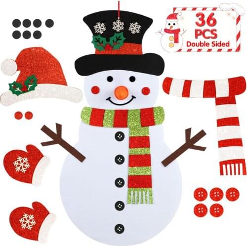 OurWarm Kids DIY Felt Christmas Gifts Snowman Christmas Sticker Wall Hanging Kids Child Toys Xmas Christmas Decoration New Year