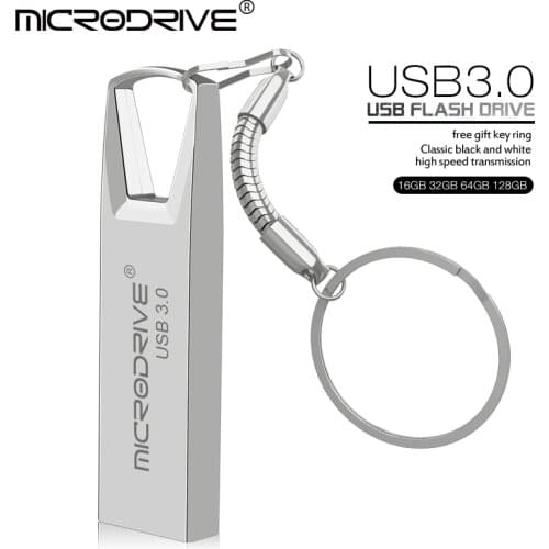 High Speed USB 3.0 Flash Drive pendrive 64gb 128gb metal USB Stick 32gb 16gb Real Capacity USB Flash Drive with KeyRing cle usb