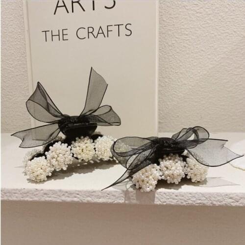 Pearl bow hair accessories autumn hairpins clip hairpin girls back head catching clip big hair catching clip shark clip