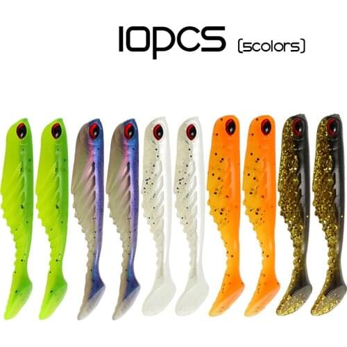 10Pcs/Lot Soft Fishing Lures 70mm 3g Swimbait PVA Wobblers Artificial Bait 3D Eyes 5 Colors For Trout Carp Fishing Tackle 2021