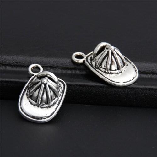 8pcs Alloy Silver Color Charm Jewelry Making Metal Charms Sports Pendants Baseball Hat A2785