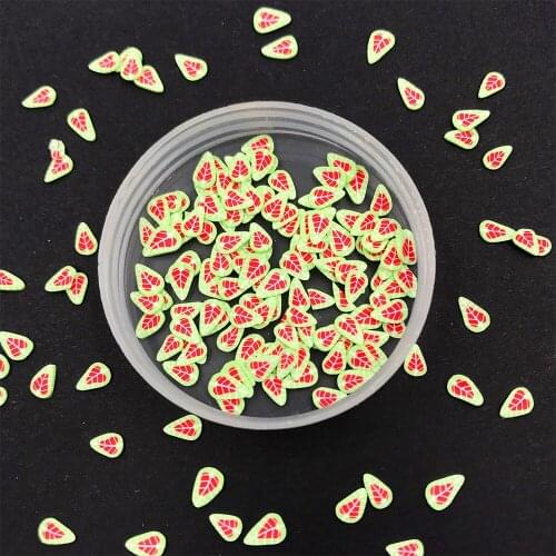 100g/lot Kawaii Leaves Polymer Slice Hot Clay Sprinkles for Crafts Making DIY Slime Filling Material Nail Art Decoration 5mm