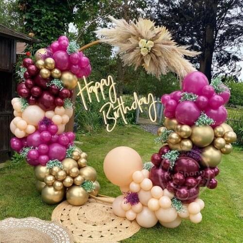 123pcs Burgundy Balloon Garland Arch Kit Metallic Gold Skin Latex Balloons Wedding Birthday Party Baby Shower Home Decor Supply