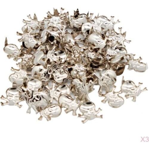 Fityle 150Pcs Punk CROSSBONE Skeleton Skull Rivets Leather Crafts Studs for Bag Hat Shoes Clothes Decoration