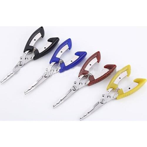 16.3*6cm Stainless Steel Fishing Pliers Scissors Multi-functional Bent Handle Shear Line Cutter Hook Clamp Tools Outdoor Camping