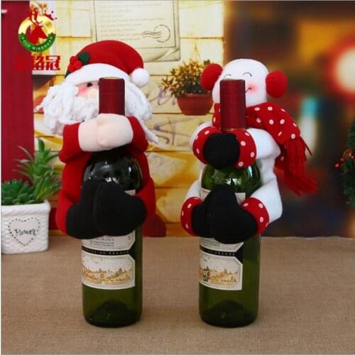 2pc/lot Christmas Wine Bottle Cover Snow Man Wine Bottle cloth Dinner Room Decor Christmas Party Decor