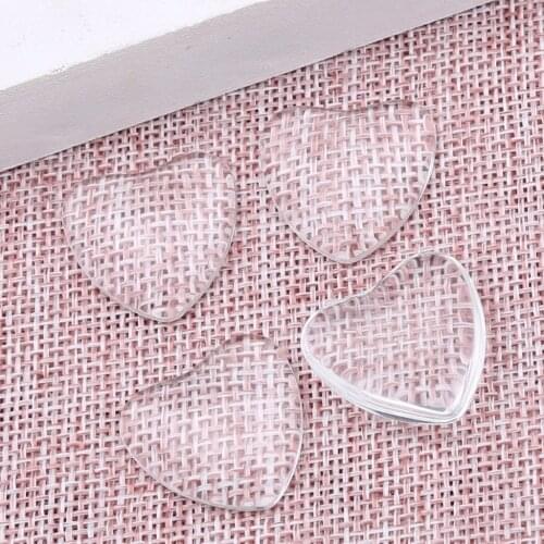 Reidgaller 20pcs transparent clear glass cabochons 20mm 25mm 30mm heart shape flat back diy jewelry findings